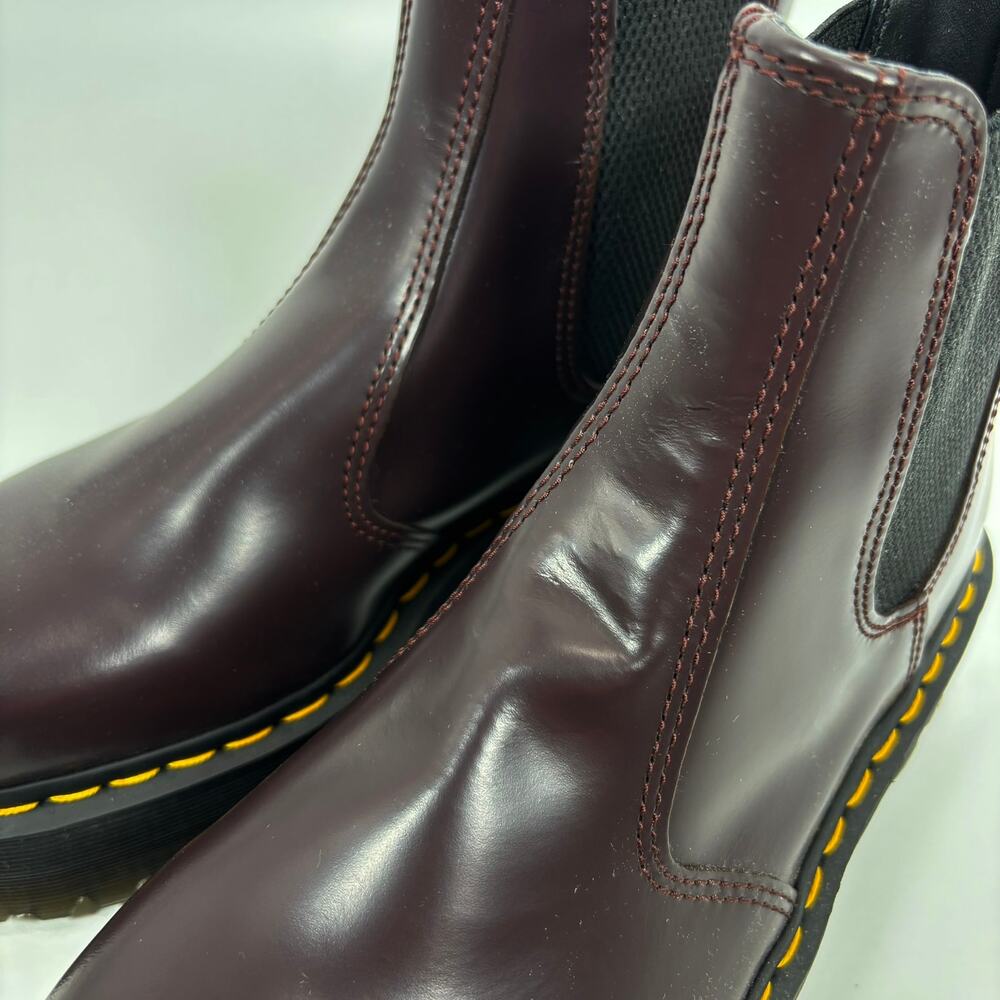Nw Dr. Martens 2976 Quad Platform Chelsea Boots Womens 9 Mens 8 Burgundy Leather - Picture 5 of 13